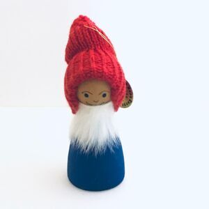 #2852 Gnome wood HAND CRAFTED Christmas ornament  4.5 X 1.75